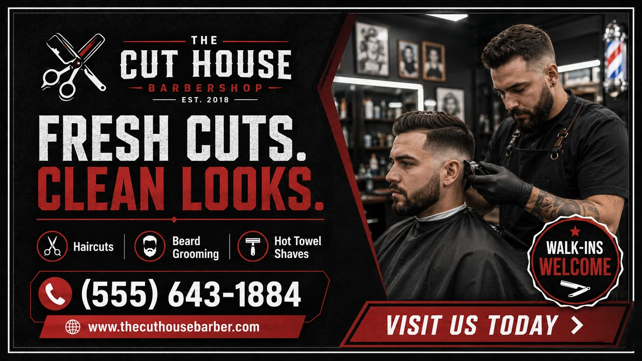 The Cut House Barbershop television advertisement template