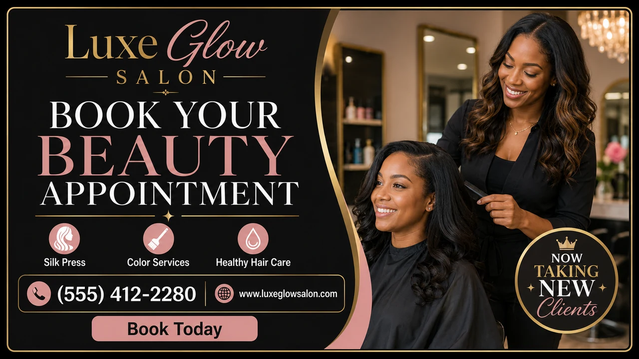 Beauty and grooming television ad template shown in full