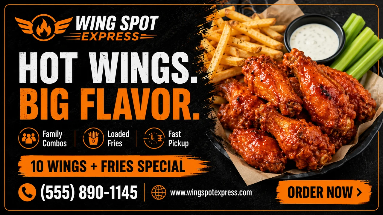 Wing Spot Express television advertisement template